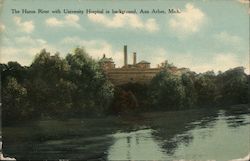 The Huron River with University Hospital in background Postcard
