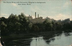 The Huron River With University Hospital In Background Postcard