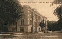 Ann Arbor High School and Library Postcard