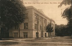 Ann Arbor High School and Library Michigan Postcard Postcard Postcard