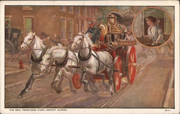 The Bell Telephone Gives Instant Alarms Firemen
