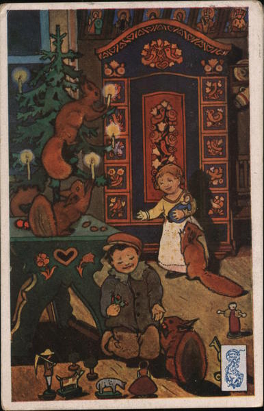 Czech: Children and Squirrels at Christmas
