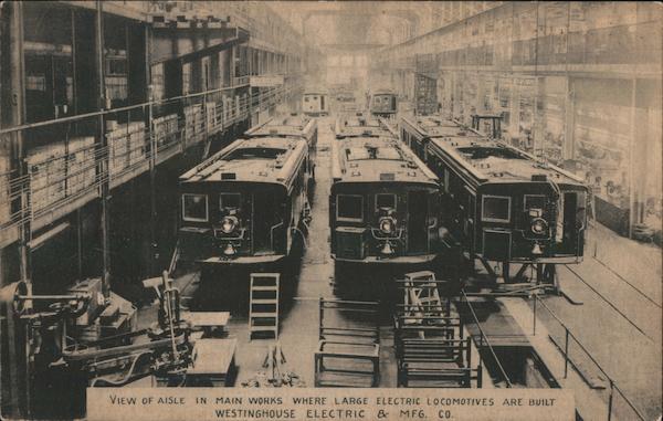 View of Aisle in Main Works Where Large Electric Locomotives are Built - Westinghouse Electric & MFG. CO.