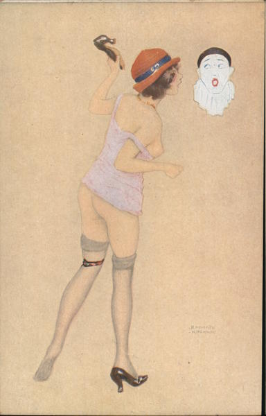 The Deadly Sins Series Nude Woman Pierrot #6 Raphael Kirchner