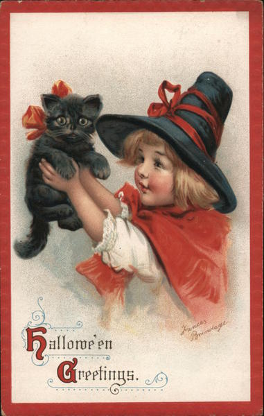Hallowe'en Greetings Little Girl Witch Frances Boundage