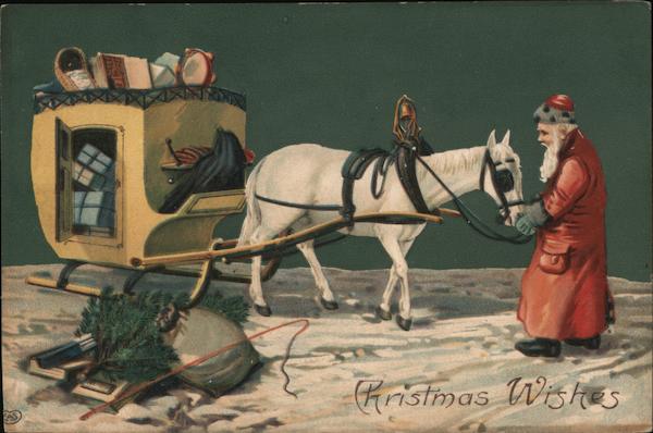 Christmas wishes, Santa Horse-Drawn Sled Germany Santa Claus