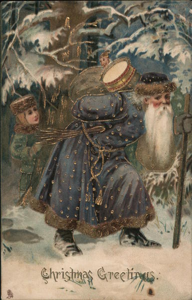 Santa in Purple, Christmas Greetings Santa Claus