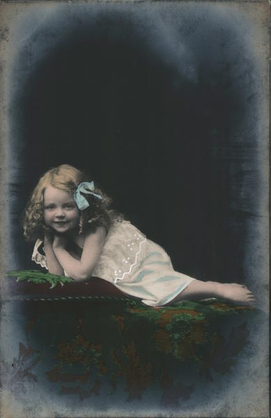 Little Girl with Blue Bow in Her Hair Children