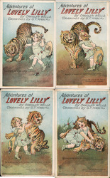 Set of 4: Adventures of Lovely Lilly Tiger - Carolyn Wells Postcard