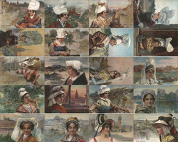 Set of 20: "Coiffes Normandies" French, Women, Hats Postcard