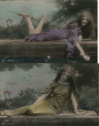 Set of 2: Tinted, Women on Bench Postcard