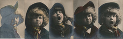 Set of 5: Yawning Girl, Funny Faces Postcard