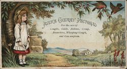 Ayer's Cherry Pectoral For the cure of Coughs, Colds, Asthma, Croup, Bronchitis, Whooping-Cough and Consumption. Trade Card