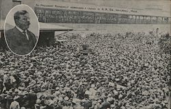 Ex President Roosevelt Addressing A Crowd in Railroad Station Postcard