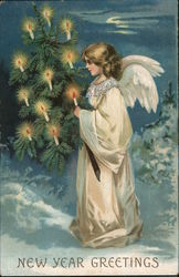 New Year Greetings Angels & Cherubs Ellen Clapsaddle Postcard Postcard Postcard