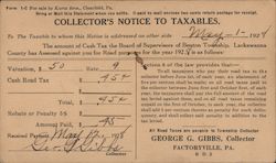 Message - Collector's Notice to Taxables Postcard