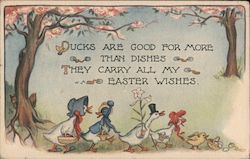 Ducks are Food For More than Dishes - They Carry All My Easter Wishes Postcard Postcard Postcard