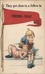 They get close to a fellow in Fresno, California Postcard