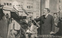 Mayor Taylor Presenting Key of City to Don Gasper de Portola Postcard