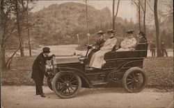Old Car - A Group of Women and a Man Postcard
