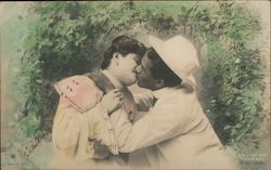 Black & White Couple Kissing Interracial Postcard