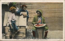 "Give Us De Rine?" "Ain't goin' to be no rine" Postcard
