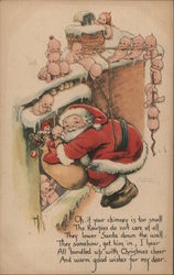 Santa, Kewpies Oh, if your chimney is too small Santa Claus Rose O'Neill Postcard Postcard Postcard