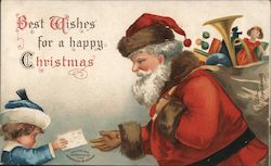 Best Wishes for a Happy Christmas Santa Claus Ellen Clapsaddle Postcard Postcard Postcard