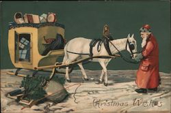Christmas wishes, Santa Horse-Drawn Sled Germany Santa Claus Postcard Postcard Postcard