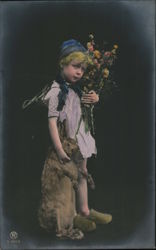 Little Children - A Boy Holding Flowers Postcard