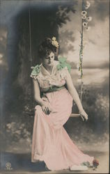 Lady on a Swing Postcard
