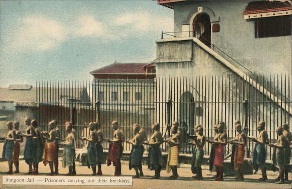 Rangoon Jail - Prisoners carrying out their breakfast Sri Lanka