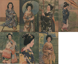 Lot of 7: Geisha Girls, Women Japan Postcard Postcard Postcard