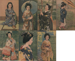 Lot of 7: Geisha Girls, Women Postcard