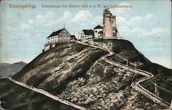 Riesengebirge - Schneekoppe mit Station Postcard