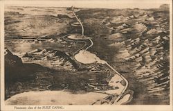 Panoramic Plan of the SUEZ CANAL Postcard