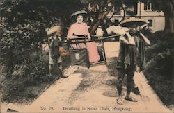 Travelling in Sedan Chair, Hongkong China Postcard Postcard Postcard