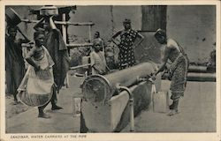 Zanzibar, Water Carriers at the Pipe Postcard