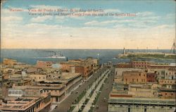 View of Prado and Morro Castle from the top of the Seville Hotel Postcard