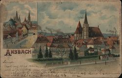 Downtown view of Ansbach Postcard