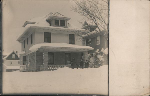 Family Poses on Porch After a Snowstorm House #4424 Kansas City Missouri