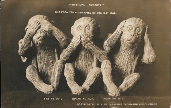 Mystical Monkeys Dug from the Ruins April 18-1906, S.F. CAL. San Francisco California