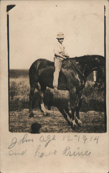 John Age 12 and horse Prince 1914 Horses
