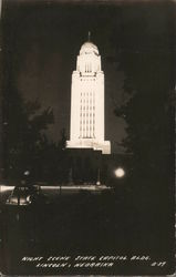 Night Scene, State Capitol Building Postcard