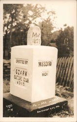 3 Corners Monument - Erected By Ozark Culture Club Southwest City, MO Gibson Postcard Postcard Postcard