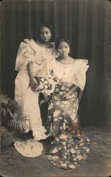 Two young Girls Philippines Postcard Postcard Postcard