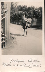 Boy w/Backpack from Slemdal, Vester Aker Oslo, Norway Postcard Postcard Postcard