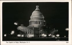 The Capitol at Night Washington, DC Washington DC Postcard Postcard Postcard