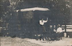 Couple in Delivery Wagon Postcard