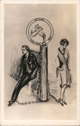 Divorce: Man & Woman in Chains The-Cure. Trade-Mark Reno. Postcard